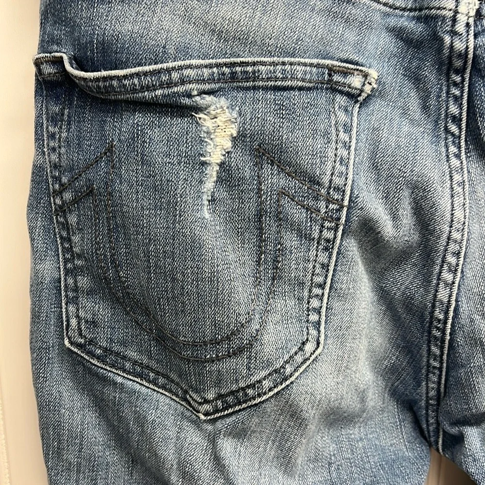 True Religion‎ Jeans Men 31 Blue Rocco Biker Relaxed Skinny Distressed Studded